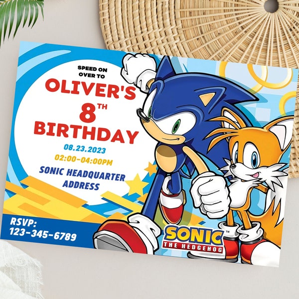 Sonic Birthday Invitation | Sonic The Hedgehog Birthday Party Invite | Editable Digital Canva  | Personalized Sonic Party Template