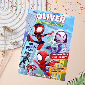 Spidey and His Amazing Friends Birthday Invitation | Spidey Invitation | Spidey Birthday Party Invite