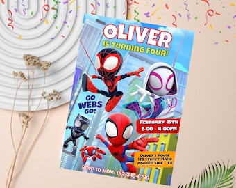 Spidey and His Amazing Friends Birthday Invitation | Spidey Invitation | Spidey Birthday Party Invite
