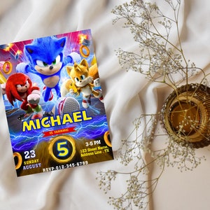 Sonic the Hedgehog Birthday Invitation | Sonic, Knuckle and Tails ...