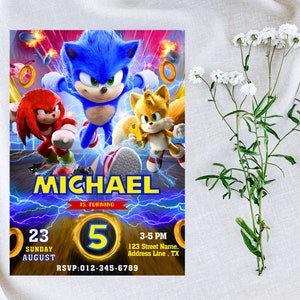 Sonic the Hedgehog Birthday Invitation | Sonic, Knuckle and Tails ...