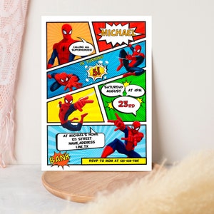 Spiderman Birthday Invitation | Editable Spiderman Party Invite | Digital Spiderman Birthday Template imagem 6