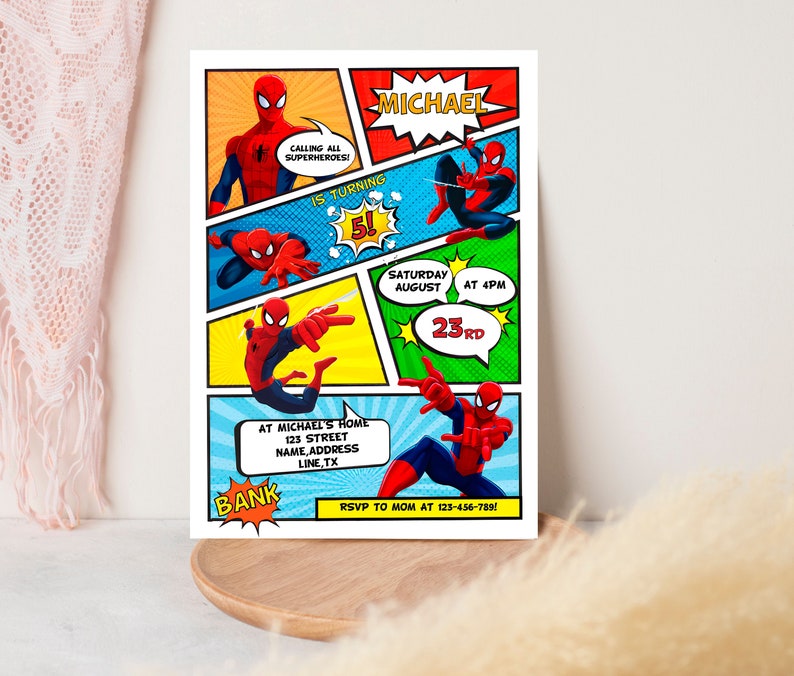Spiderman Birthday Invitation | Editable Spiderman Party Invite | Digital Spiderman Birthday Template imagem 6