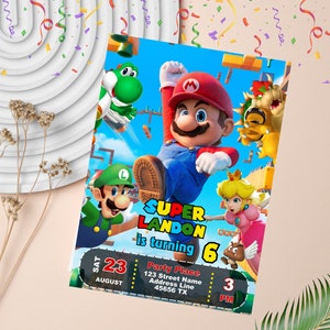 Super Mario Birthday Invitation | Personalized and Editable Super Mario Party Invite | Digital Canva Template | Printable Mario Party Invite