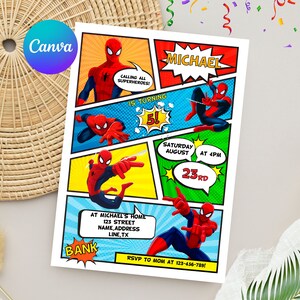Spiderman Birthday Invitation | Editable Spiderman Party Invite | Digital Spiderman Birthday Template imagem 8