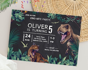 Dinosaur Birthday Invitation | Editable Dinosaur Birthday Party Invite | Digital Download