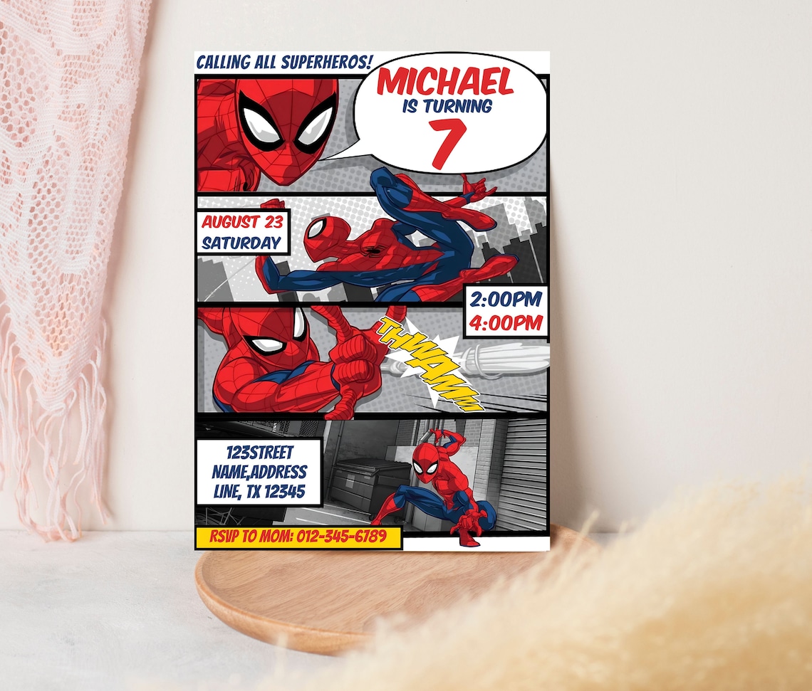 Printable and Personalized Spiderman Party Invite Spiderman - Etsy