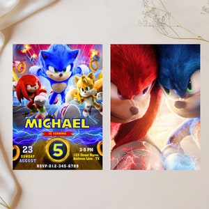 Sonic the Hedgehog Birthday Invitation | Sonic, Knuckle and Tails ...