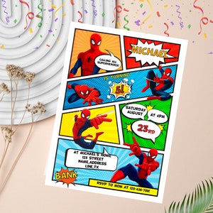 Spiderman Birthday Invitation | Editable Spiderman Party Invite | Digital Spiderman Birthday Template
