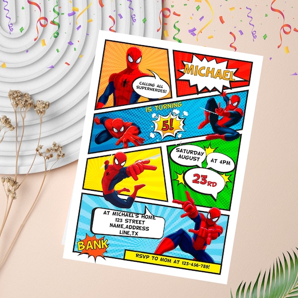 Spiderman Birthday Invitation | Editable Spiderman Party Invite | Digital Spiderman Birthday Template