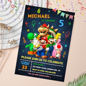 Super Mario Birthday Invitation | Mario Birthday Party Template | Editable Digital Download