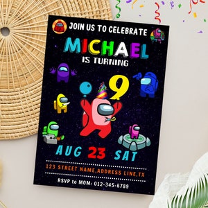 Among Us Birthday Invitation | Editable Among Us Party Invite | Digital Among Us Invitation