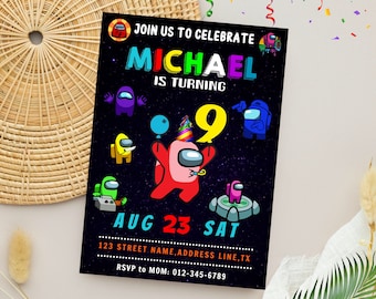 Among Us Birthday Invitation | Editable Among Us Party Invite | Digital Among Us Invitation