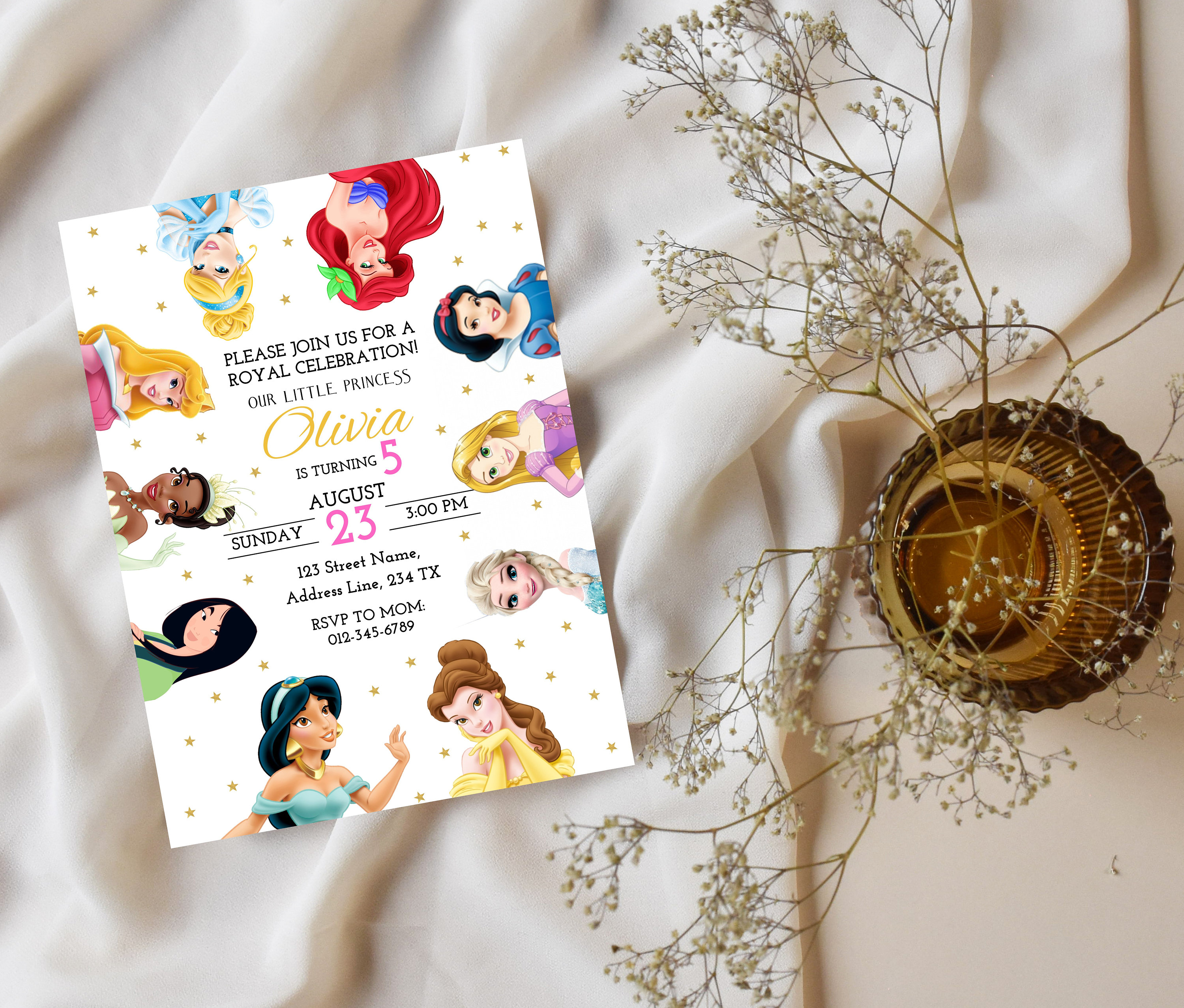 Princess Invitation | Editable Princess Birthday Party Invite | Digital ...