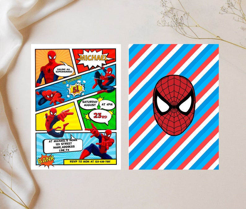 Spiderman Birthday Invitation | Editable Spiderman Party Invite | Digital Spiderman Birthday Template imagem 2