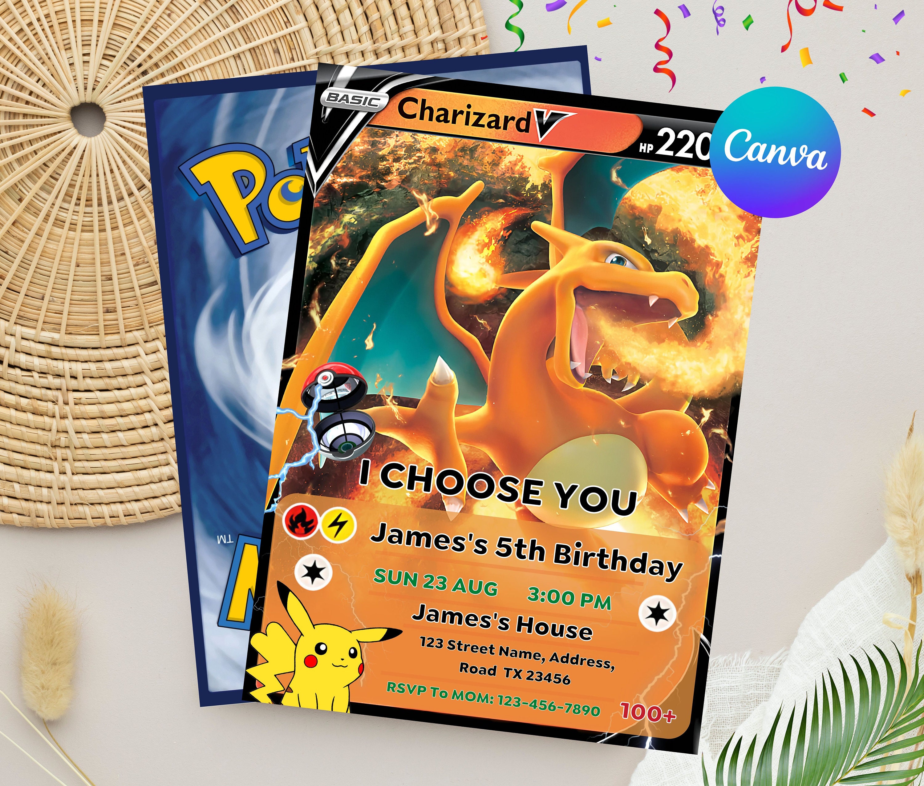 Pokemon Birthday Invitation Pokemon Card Birthday Party Etsy Australia