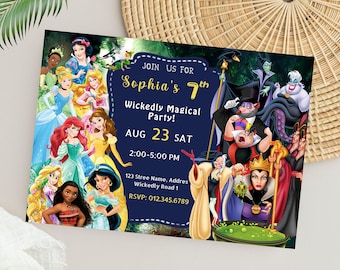 Princess Invitation | Princess Birthday Party Invite | Disne Princess Digital Template