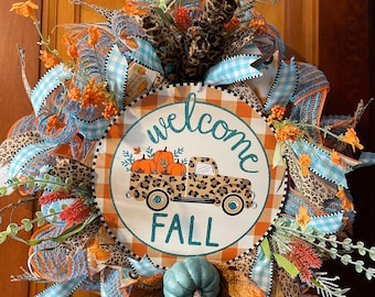 Fall Wreath, Front Door Wreath, Welcome Wreath, Interior Decor, Gift