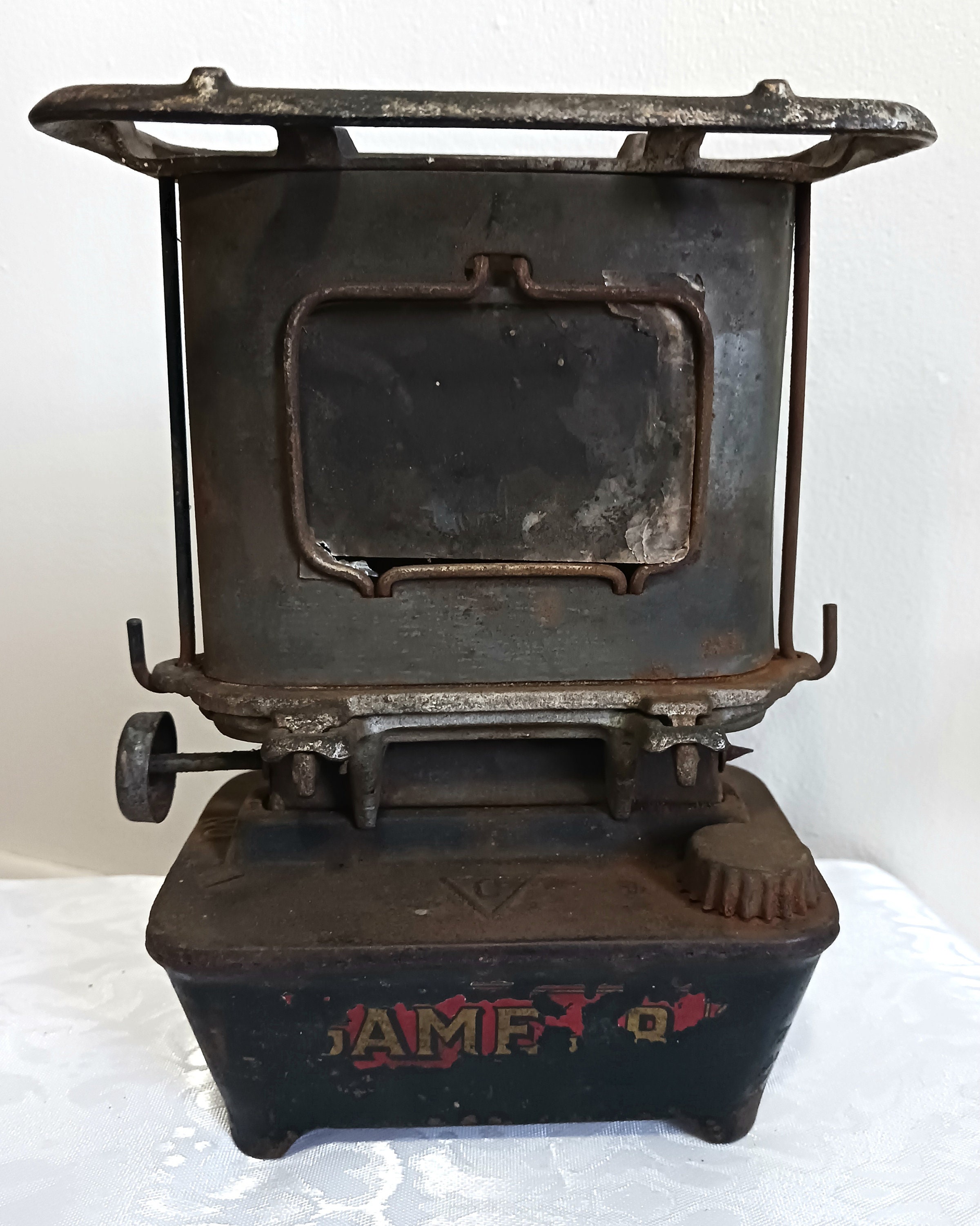 Vintage GAME JR Sad Iron Heater nickel trim Kerosene