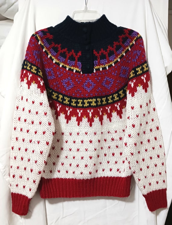 C. 1989 Ivy hand knit heart sweater