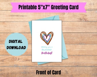 Have a Blessed Birthday Greeting Card, Digital Greeting Card, Happy Birthday Greeting Card, Hearts Greeting Card, Christian Birthday