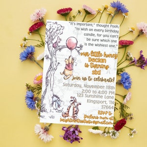 Winnie The Pooh / Hundred Acre Wood / Piglet / Tigger / Eeyore /Winnie The Pooh Birthday Party Editable Birthday Invitation Digital Download