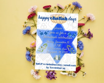 Hanukkah / Happy Challah Days / Jewish Holiday / Personalized Holiday Party Invitation Digital Download