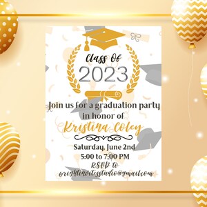 Graduation Party / College Graduation / High School Graduation / Party Invitation Editable Digital Download