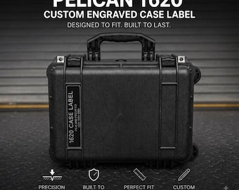 Pelican 1620 Case Label – Custom Engraved Hard Case Name Plate – Camera Equipment Tag