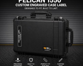Pelican 1550 Case Label – Custom Engraved Hard Case Name Plate – Camera Gear ID Tag