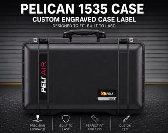 Pelican 1535 Case Label – Custom Engraved Hard Case Name Plate – Equipment ID Tag