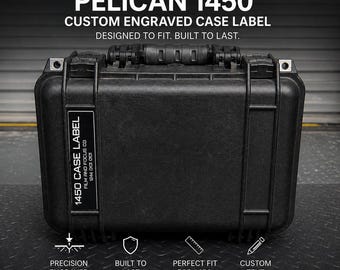 Pelican 1450 Case Label – Custom Engraved Hard Case Name Plate – Camera Equipment Tag
