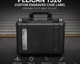 Pelican 1520 Case Label – Custom Engraved Hard Case Name Plate – Camera Equipment Tag
