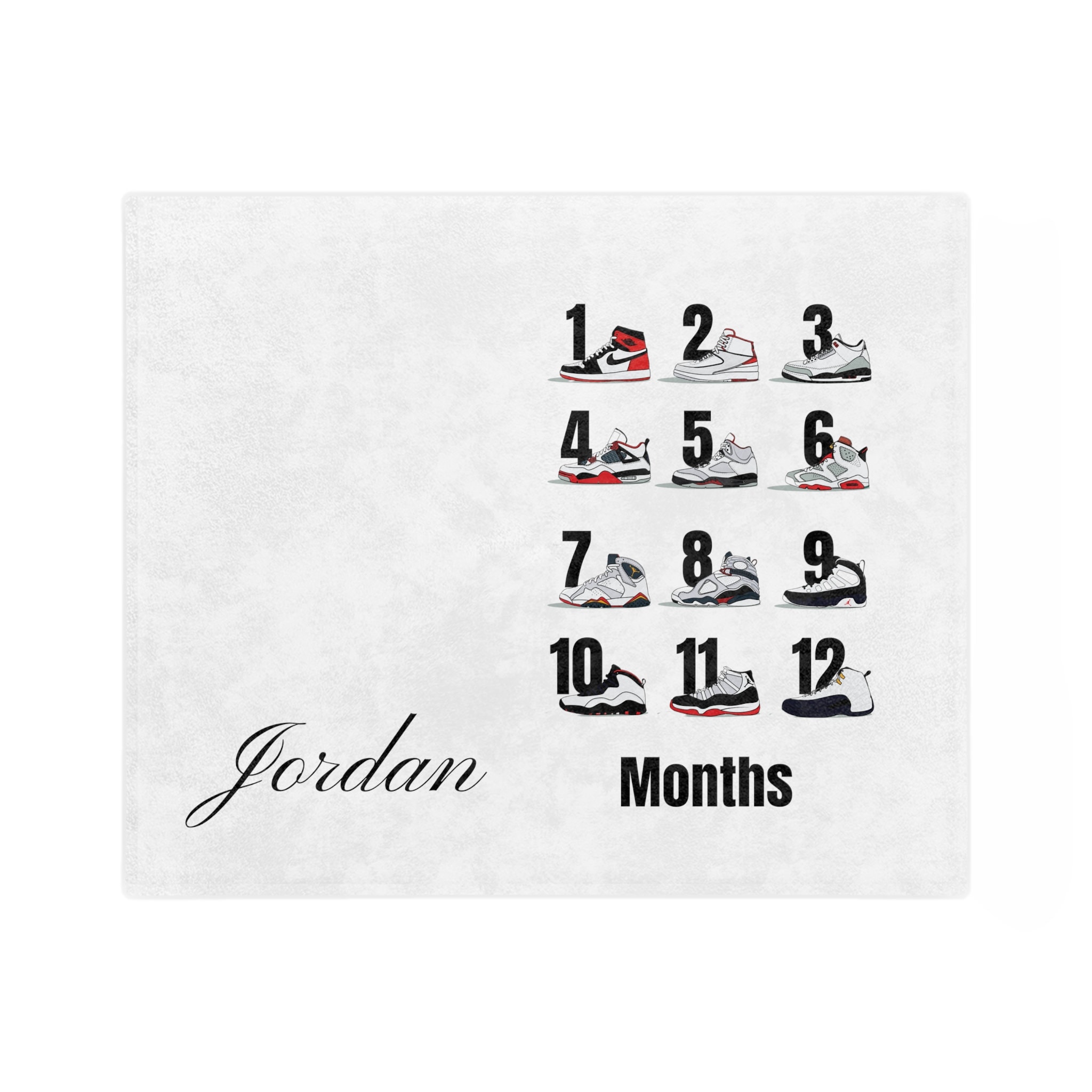 Customizable Jordan Shoe Baby Milestone Blanket Air Jordan Baby Blanket Baby Milestones Baby Monthly Milestones Etsy