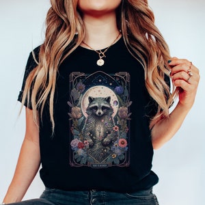 Cute Racoon Tarot Shirt, Racoon Shirt, Mystical Shirt, Animal Lover Shirt, Trash Panda
