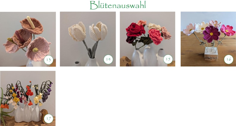 Mix & Match Blumenstrauß aus gehäkelten Blüten afbeelding 3