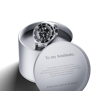 Luxesmith Midnight Edition Custom Engraved Luxury Watch for Partner/Soulmate, Men&#39;s Watch Gift for Him, Mens Gift, Watches for Men