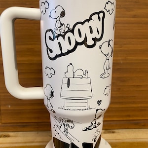 40 0z Laser Engraved Unbranded Tumbler white and black dog