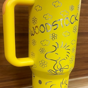 40 0z Laser Engraved Unbranded Tumbler yellow bird wood stock