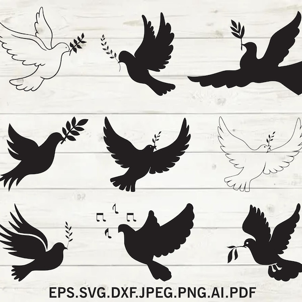 Pigeon SVG silhouette, Dove svg, Dove Silhouette, Bird Silhouette, Pigeon Clipart, Dove ClipArt, SVG Cut File For Cricut, Instant Download
