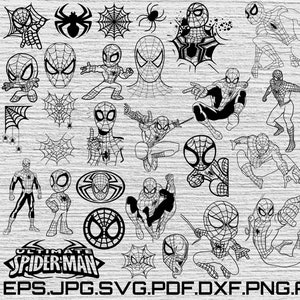 Spiderman SVG Bundle: Outline Silhouette Cut Files (Digital Download)