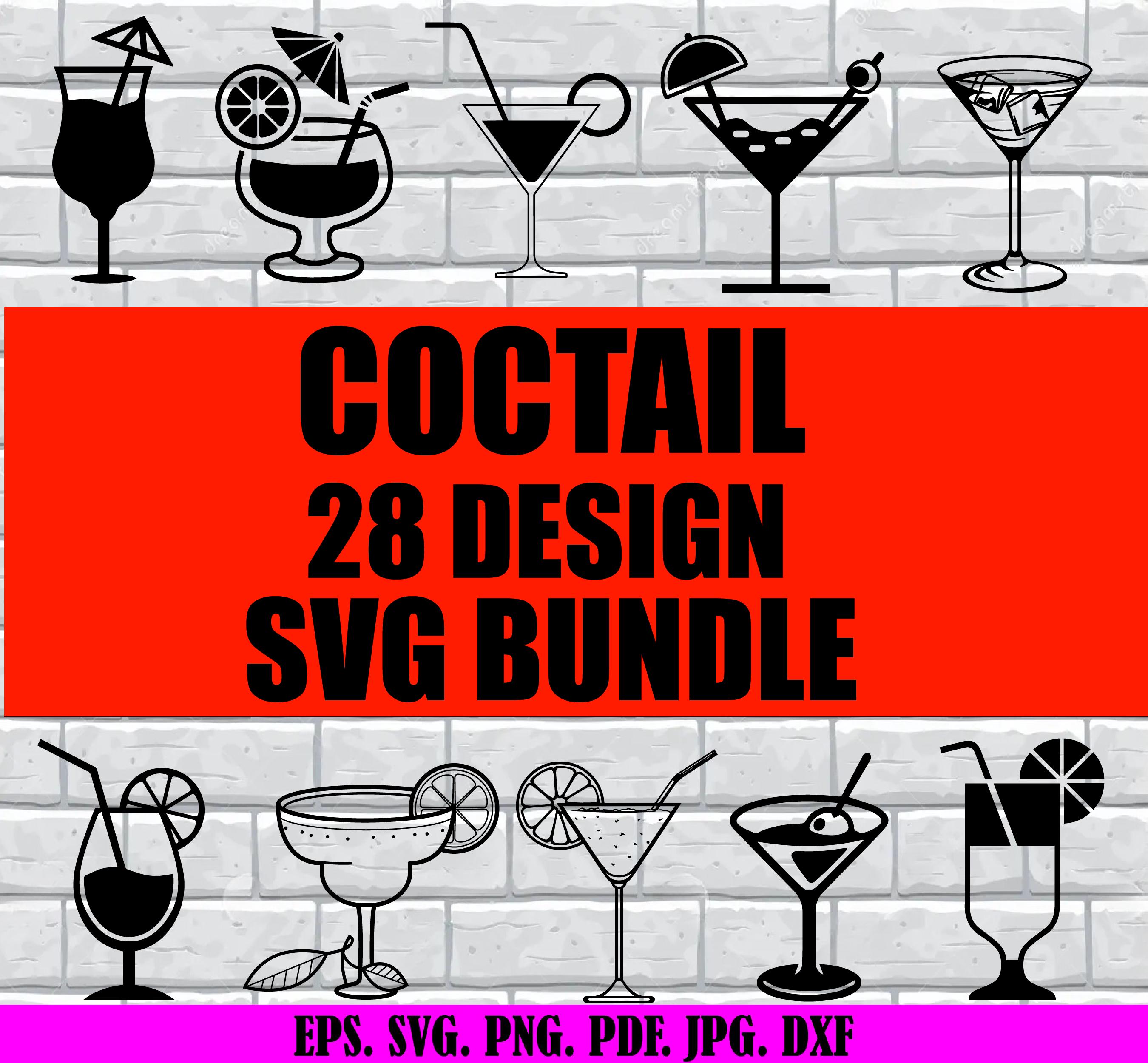 Cocktail Svg Bundle, Cocktail Clipart, Cocktail Glasses Svg, Cocktail ...