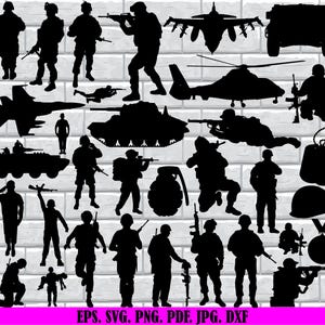 Soldiers SVG Bundle: Army Silhouette Vector Graphics (Digital Download)