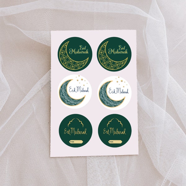 Printable Eid Labels, Stickers for Eid Gifts, Eid Mubarak Labels, Eid Gift Tags, Instant Download.