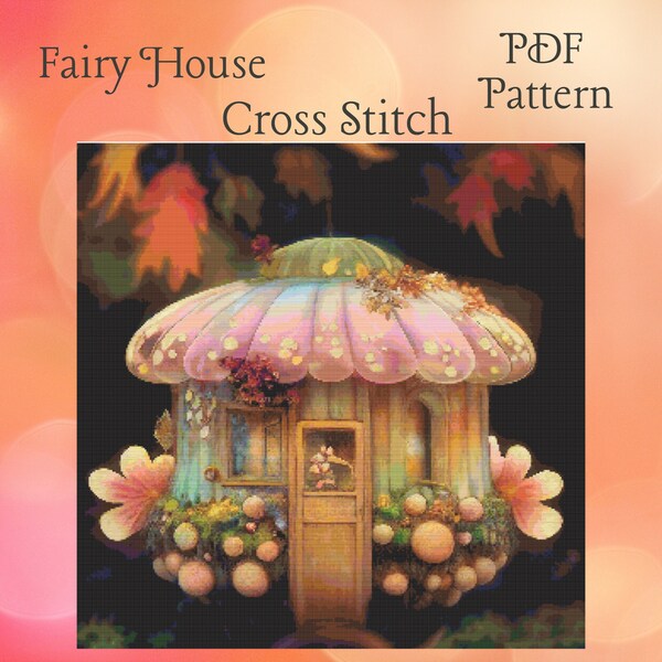 Kit Broderie Point De Croix My Fairy House - 300x220 Points - 54x44 Cm - Coton 100%
