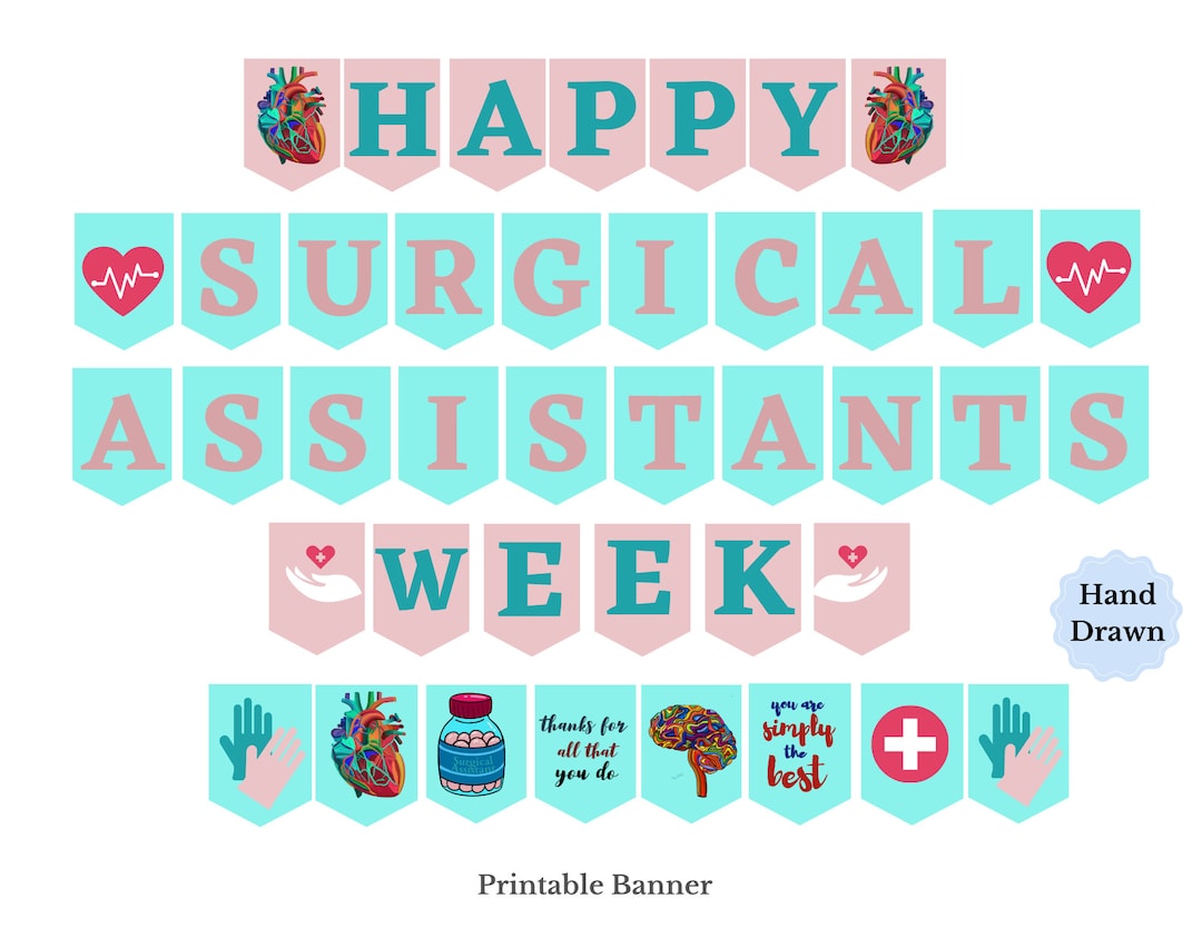 Surgical Assistants Printable Sign, Handdrawn Surgical Assistants Week Banner, Surgical
