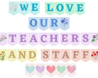 Teacher Appreciation Week banner printable / Hand-painted Teacher Appreciation Day banner / We love our teachers banner / Teacher banner PDF