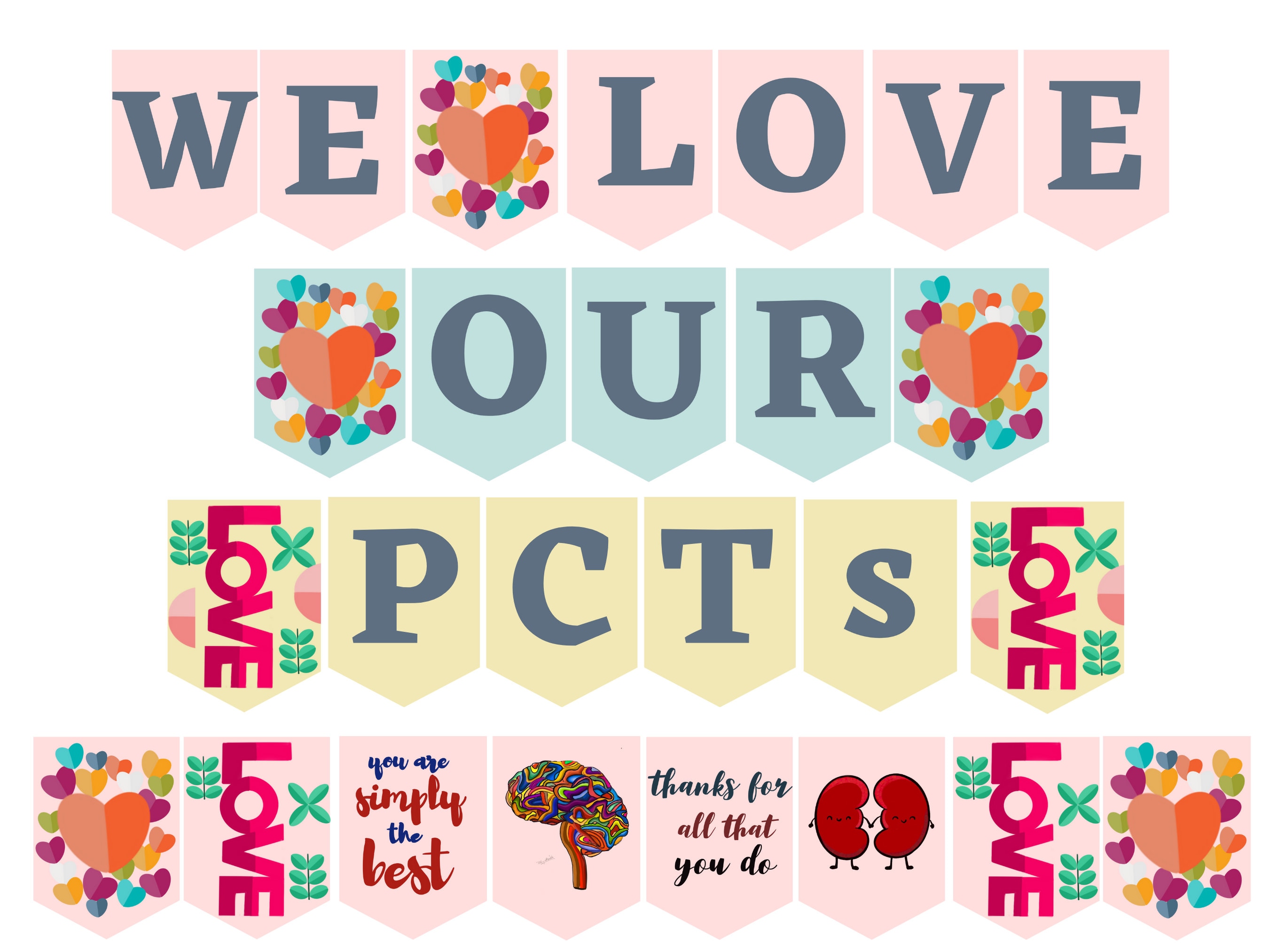 We Love Our Pcts Printable Banner, Patient Care Technician Week