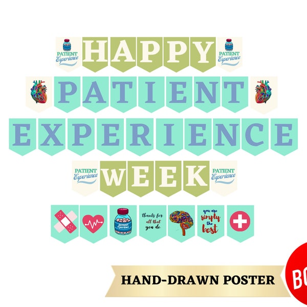 Patient Experience Week Printable Banner, Hand-drawn Patient Experience Professionals Week Sign, Patient Experience Week Free Thank You Gift