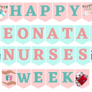 Neonatal Nurse Week printable Banner / Hand-drawn Neonatal Nurses Week sign / NICU nurse week appreciation party / neonatal nurse gift